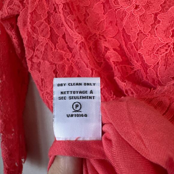 DIANE VON FURSTENBERG Zarita Dress Coral Lace Size 12 Mini Sheath Cocktail New - Picture 9 of 9